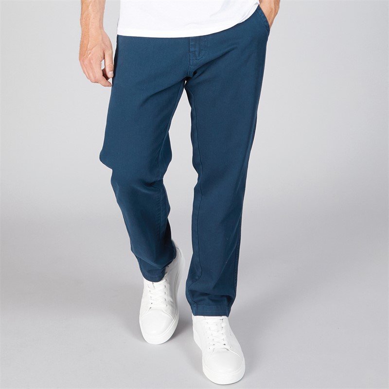 Mens Straight Fit 100% Cotton Chino Trousers Dark Blue 1 Mens Straight Fit 100% Cotton Chino Trousers Dark Blue