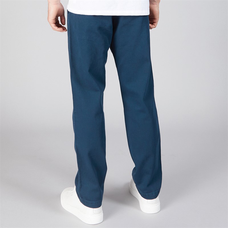 Mens Straight Fit 100% Cotton Chino Trousers Dark Blue 2 Mens Straight Fit 100% Cotton Chino Trousers Dark Blue
