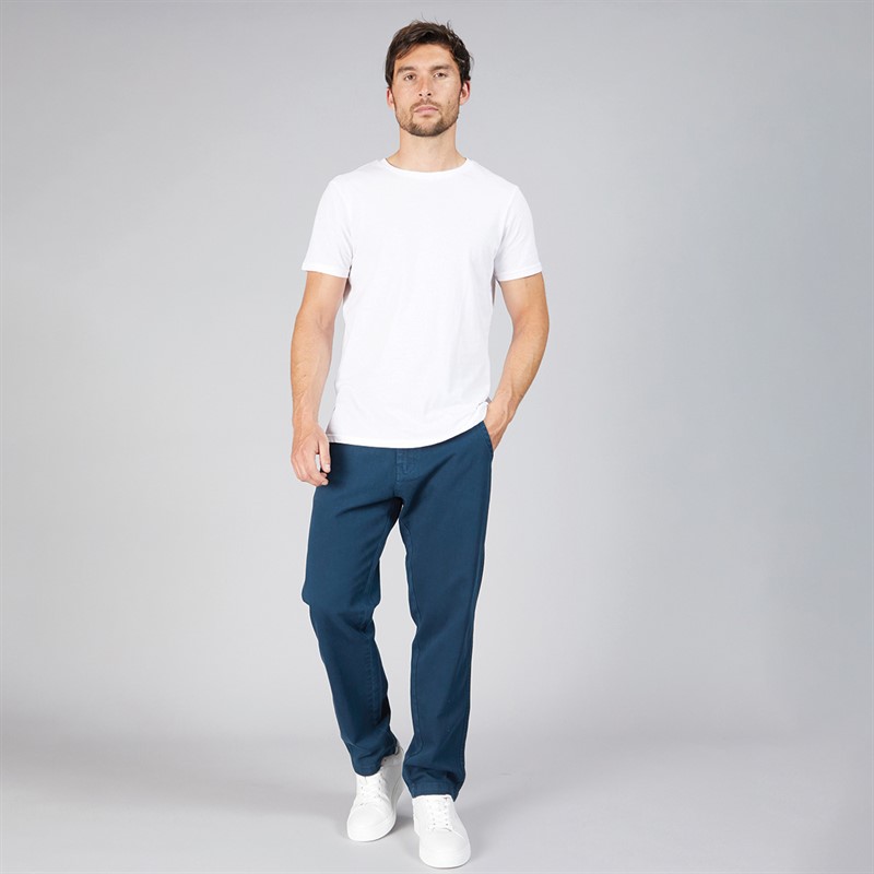 Mens Straight Fit 100% Cotton Chino Trousers Dark Blue 3 Mens Straight Fit 100% Cotton Chino Trousers Dark Blue