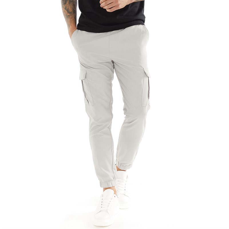 Mens Combat Tech Cargos Pants Light Grey