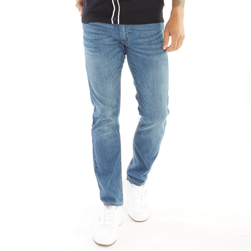 Mens Hydras Straight Fit Jeans Mid Wash