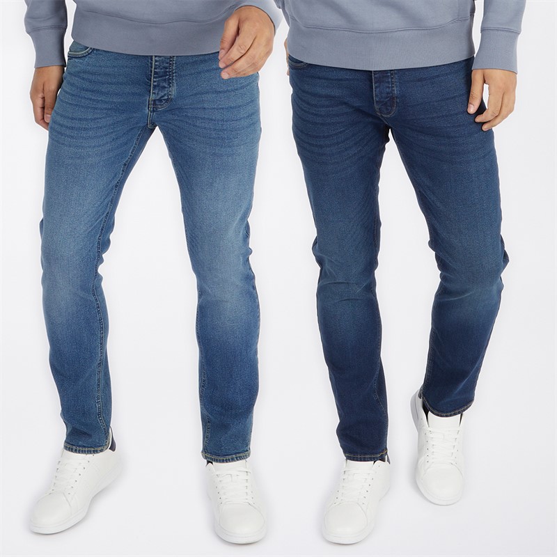 Mens FCUK Two Pack Slim Fit Jeans Ind50 - Midwash/Ind55 - Stonewash