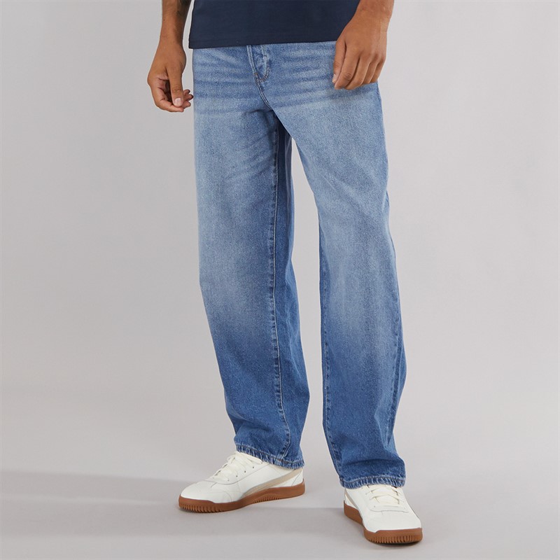 Mens Fade Loose Jeans Medium Blue Denim