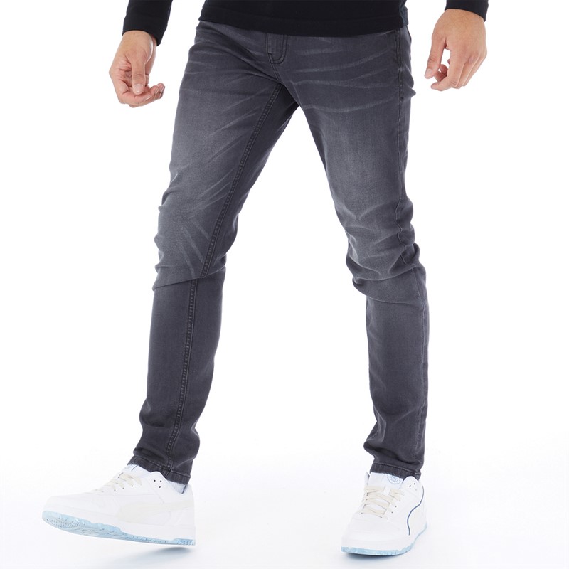 Duck And Cover Mens Maylead Slim Fit Jeans Black