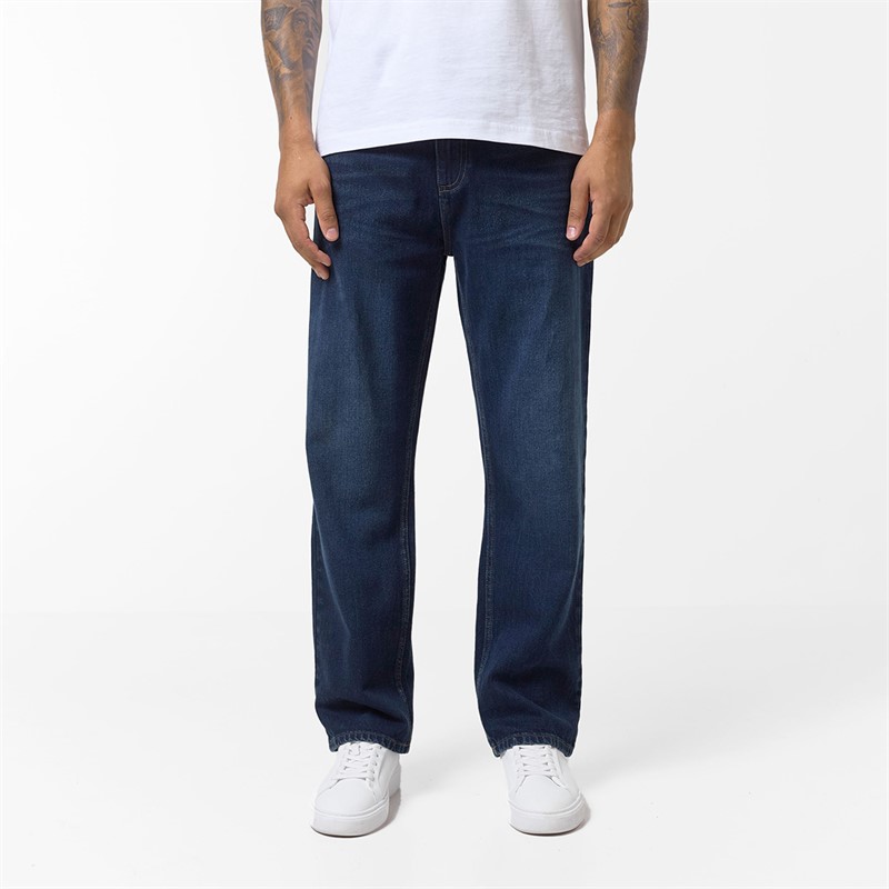 Mens Loose Fit Denim Jeans Dark Blue