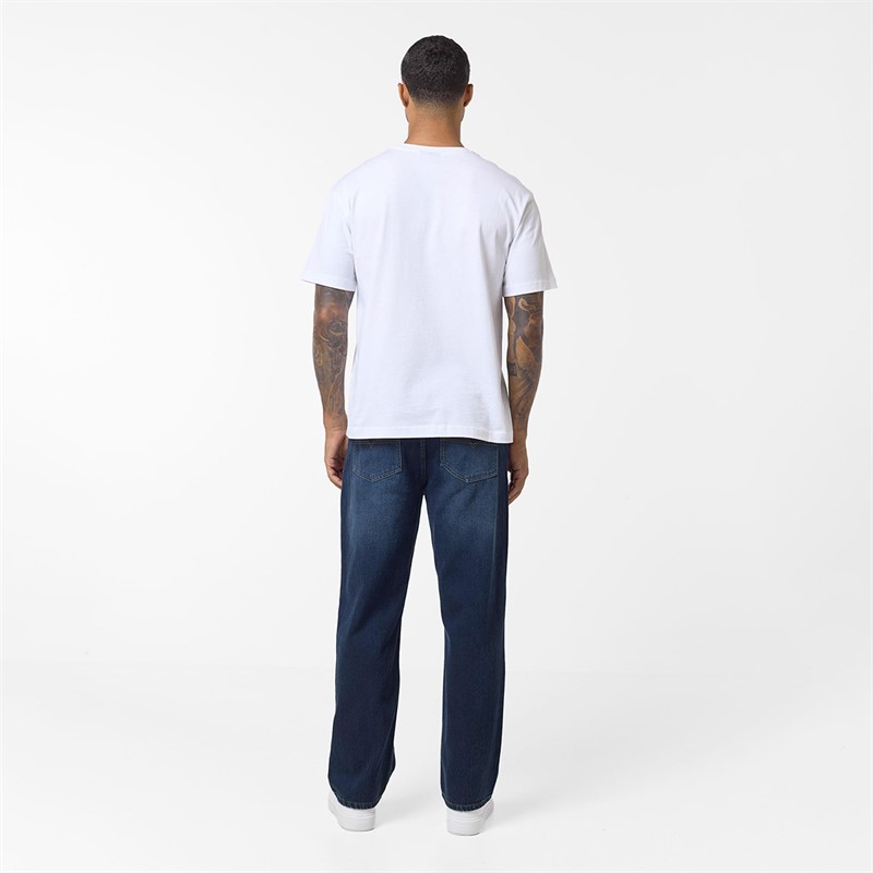 Mens Loose Fit Denim Jeans Dark Blue 2 Mens Loose Fit Denim Jeans Dark Blue