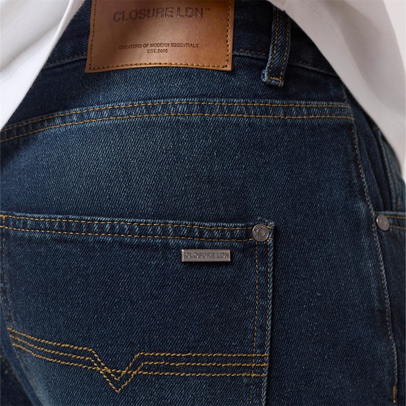 Mens Loose Fit Denim Jeans Dark Blue 3 Mens Loose Fit Denim Jeans Dark Blue