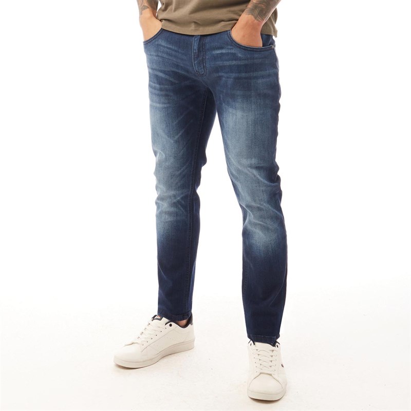Duck And Cover Mens Maylead Sim Fit Jeans Dark Wash