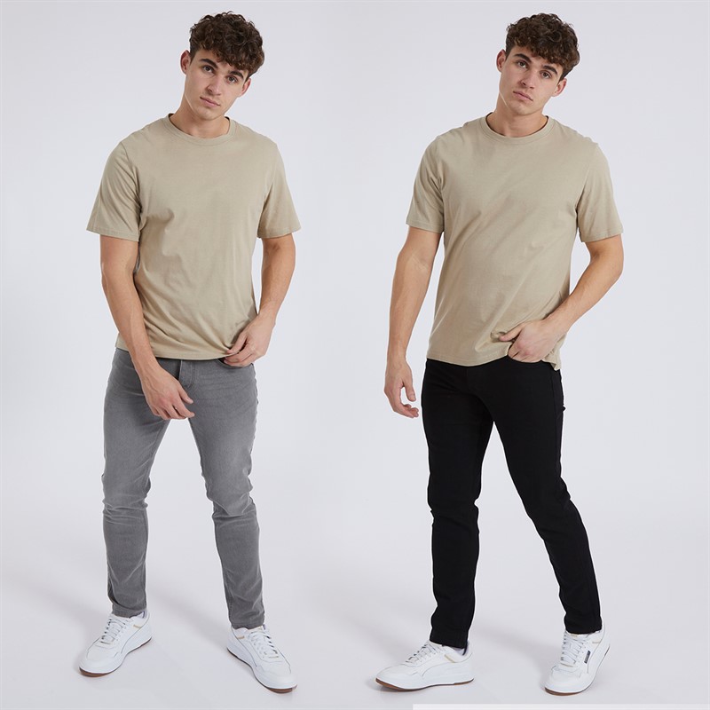 Mens Eddie Two Pack Slim Fit Jeans Black/Mid Grey 3 Mens Eddie Two Pack Slim Fit Jeans Black/Mid Grey