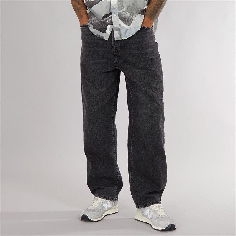 Mens Fade Loose Jeans Dark Grey Denim
