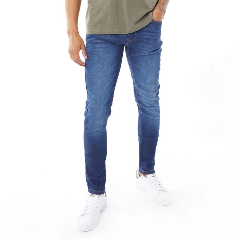 Mens Staple Skinny Stretch Jeans Mid Blue