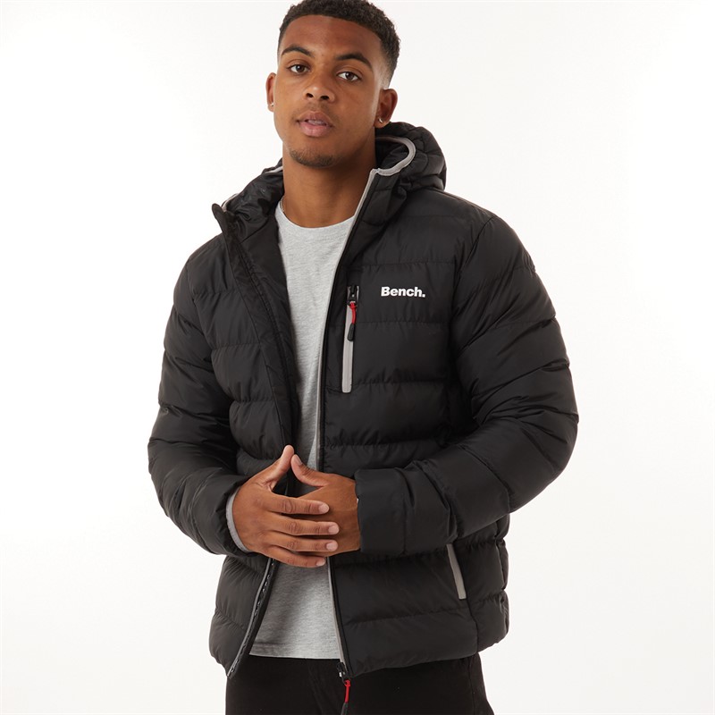 Mens Gaudino Hooded Puffer Jacket Black