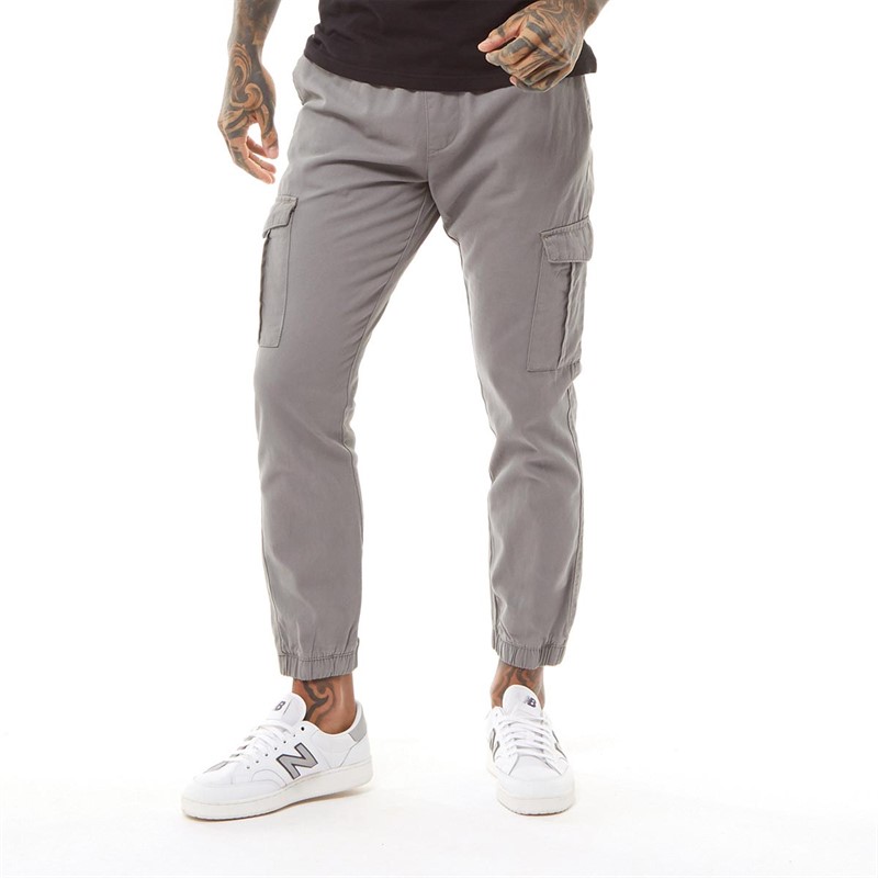 Mens Fine Cargo Pants Grey