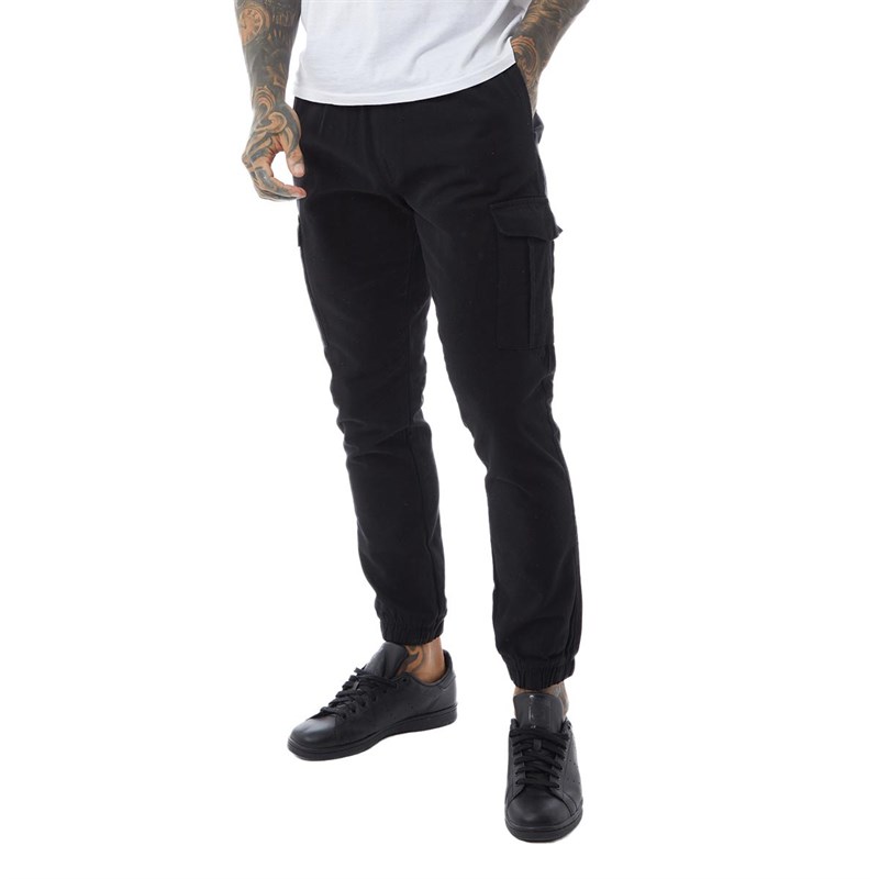 Mens Fine Cargo Pants Black