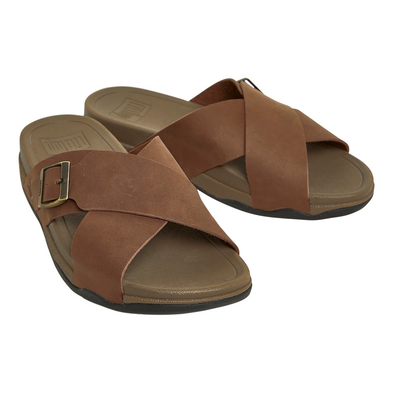 Mens Surfer Cross Strap Sandals Chocolate Brown