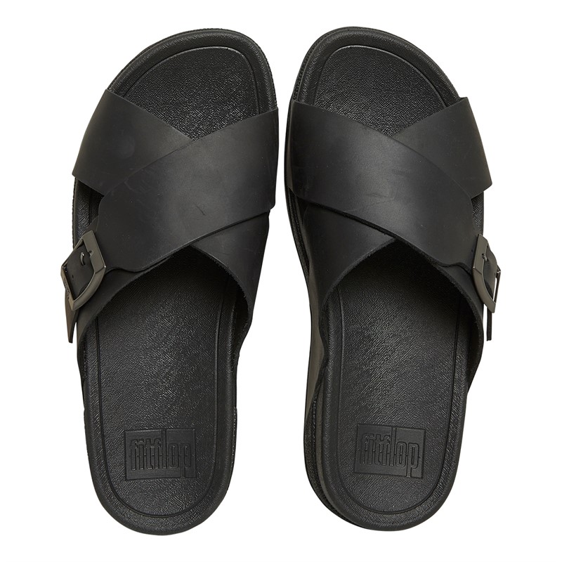Mens Surfer Cross Strap Sandals Black 4 Mens Surfer Cross Strap Sandals Black