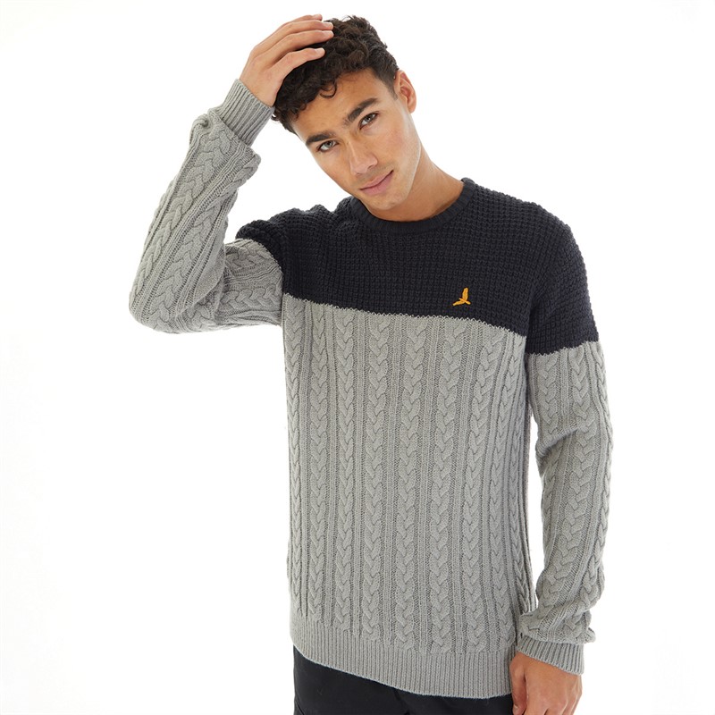 Mens Altay Crew Neck Jumper Midnight Navy/Silver Grey Marl
