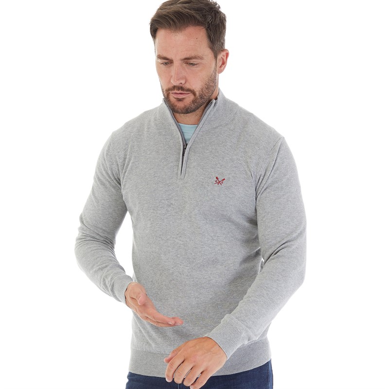 Mens 1/2 Zip Neck Jumper Grey Marl 1 Mens 1/2 Zip Neck Jumper Grey Marl