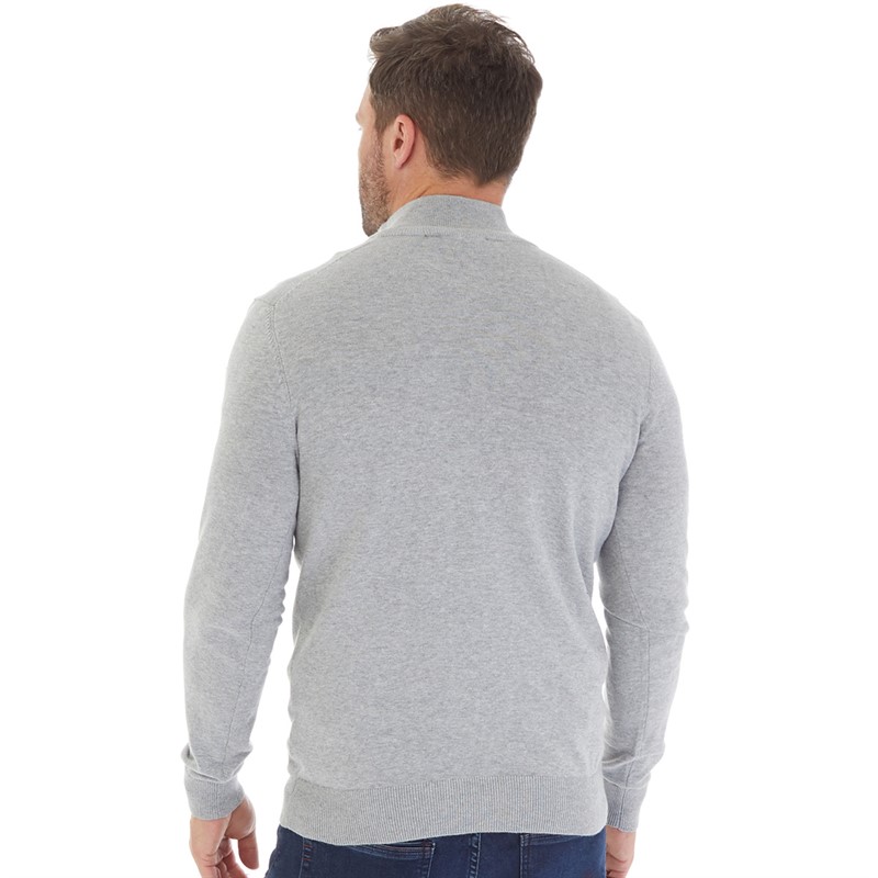 Mens 1/2 Zip Neck Jumper Grey Marl 2 Mens 1/2 Zip Neck Jumper Grey Marl