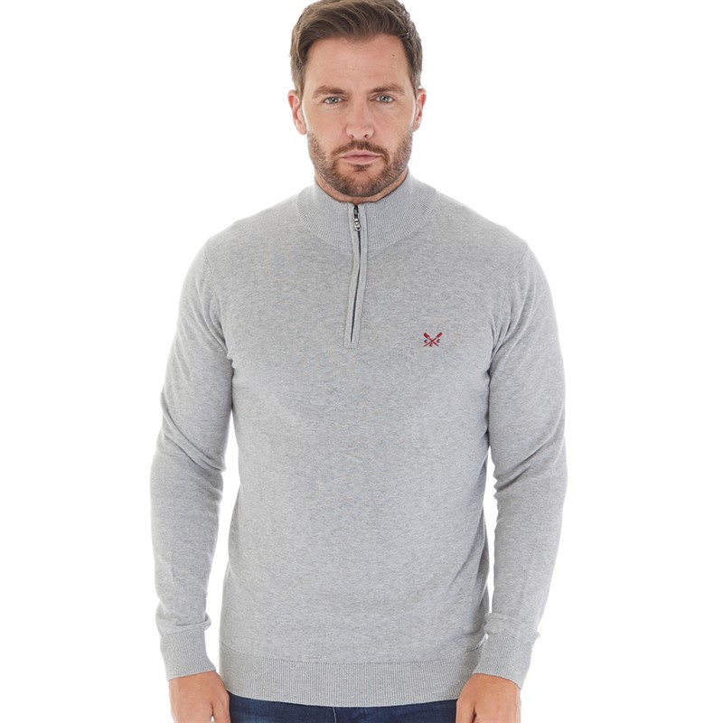 Mens 1/2 Zip Neck Jumper Grey Marl 4 Mens 1/2 Zip Neck Jumper Grey Marl