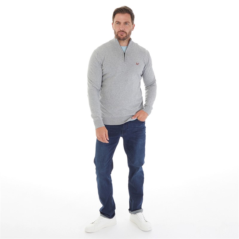 Mens 1/2 Zip Neck Jumper Grey Marl 5 Mens 1/2 Zip Neck Jumper Grey Marl