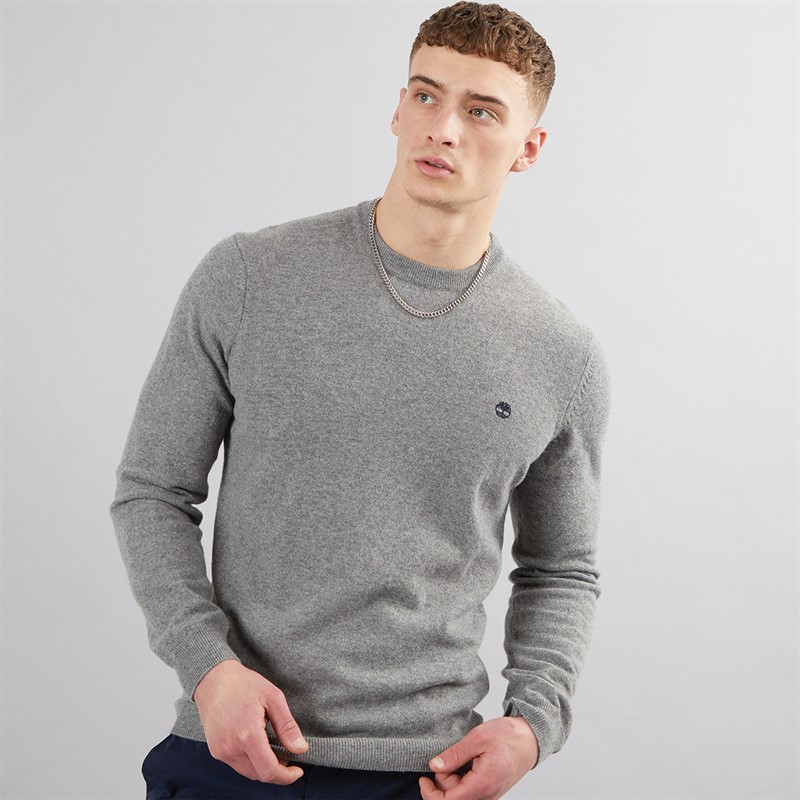 Mens Q4 Lambswool Crew Jumper Medium Grey Heather