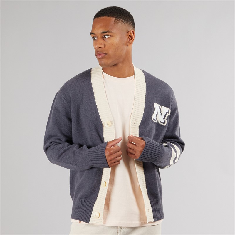 Mens Relaxed Fit Varsity Cardigan Navy 1 Mens Relaxed Fit Varsity Cardigan Navy