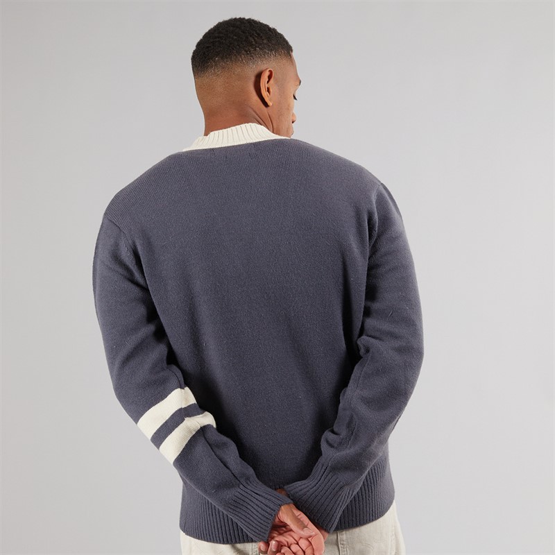 Mens Relaxed Fit Varsity Cardigan Navy 2 Mens Relaxed Fit Varsity Cardigan Navy