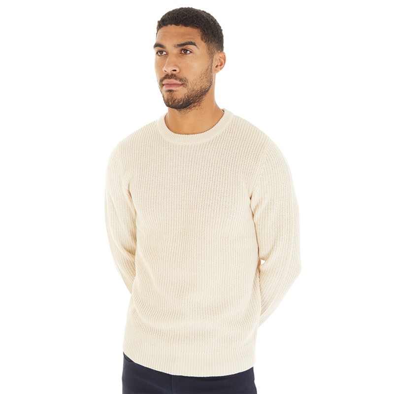 Mens Dan Knit Crew Neck Jumper Oatmeal