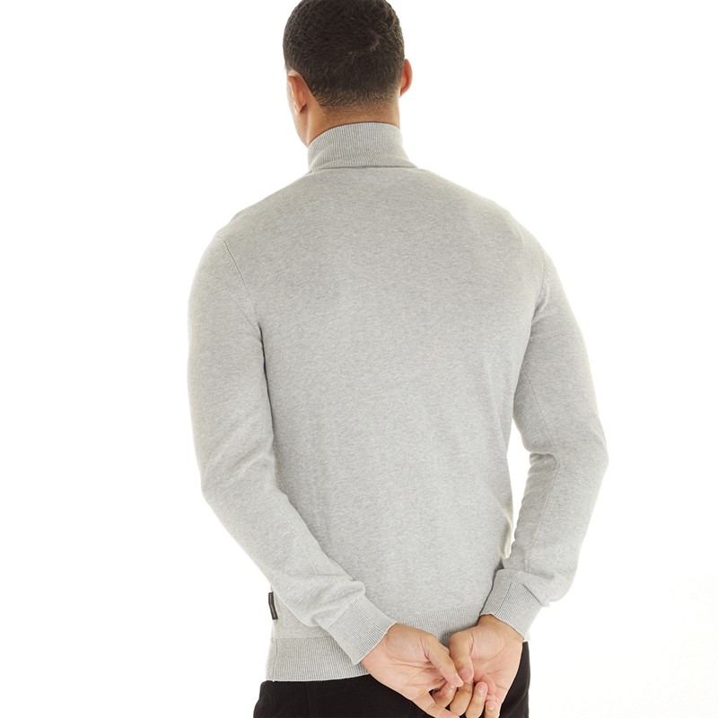 Mens Cotton1/4 Zip Jumper Light Grey Mel 2 Mens Cotton1/4 Zip Jumper Light Grey Mel