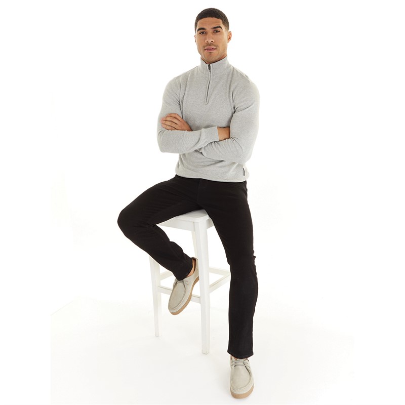 Mens Cotton1/4 Zip Jumper Light Grey Mel 3 Mens Cotton1/4 Zip Jumper Light Grey Mel