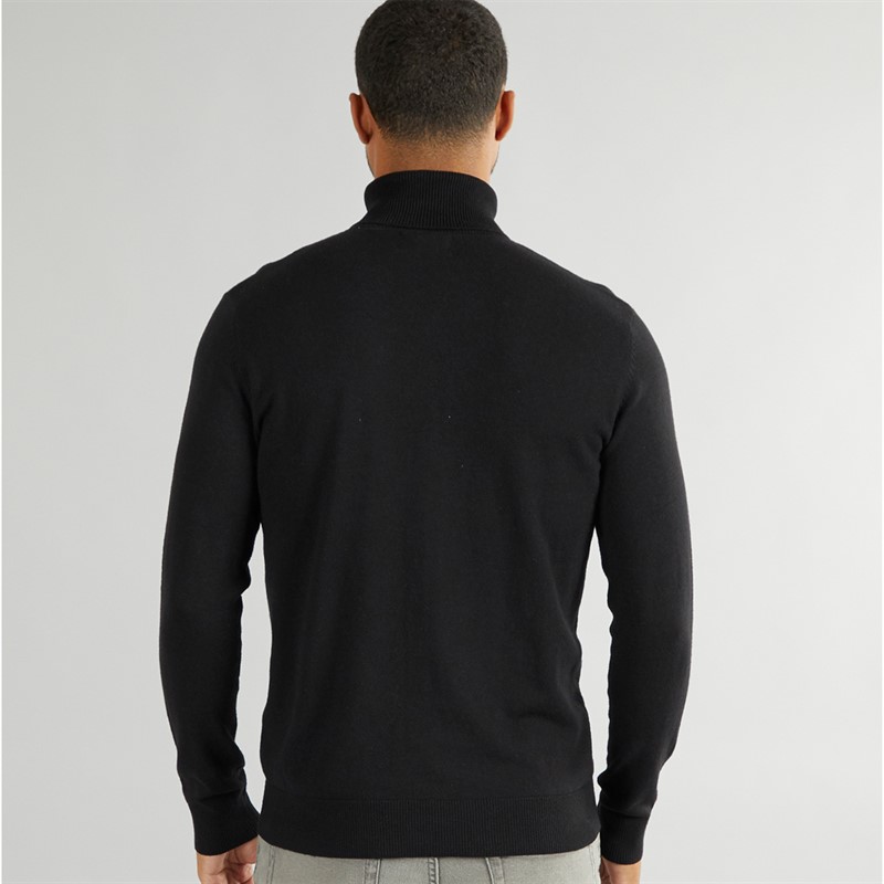 Mens Basic Knit Roll Neck Jumper Black 2 Mens Basic Knit Roll Neck Jumper Black