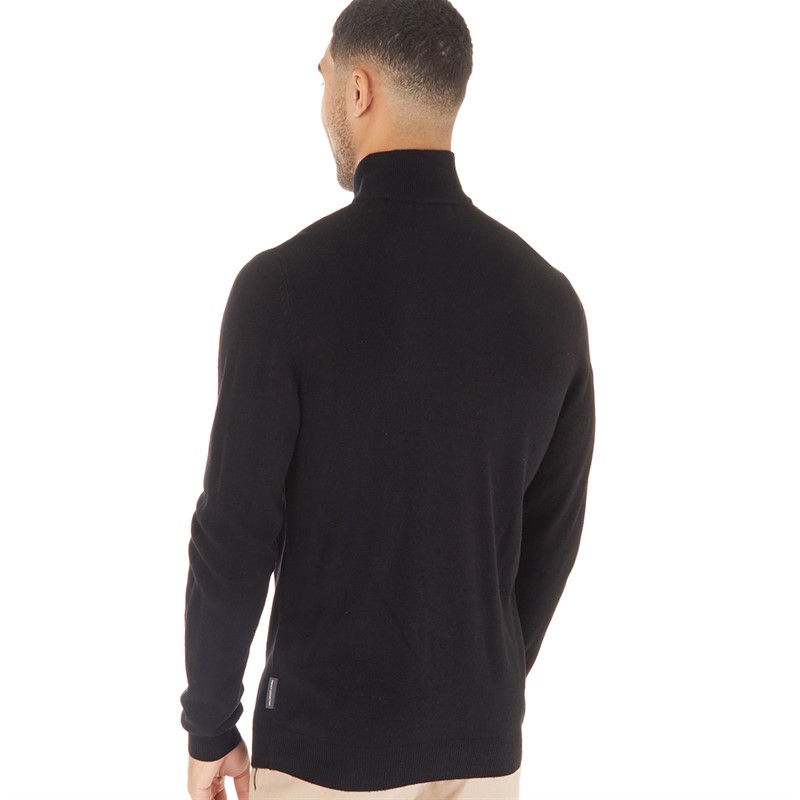 French Connection Mens Cash 1/4 Zip Jumper Black 2 French Connection Mens Cash 1/4 Zip Jumper Black