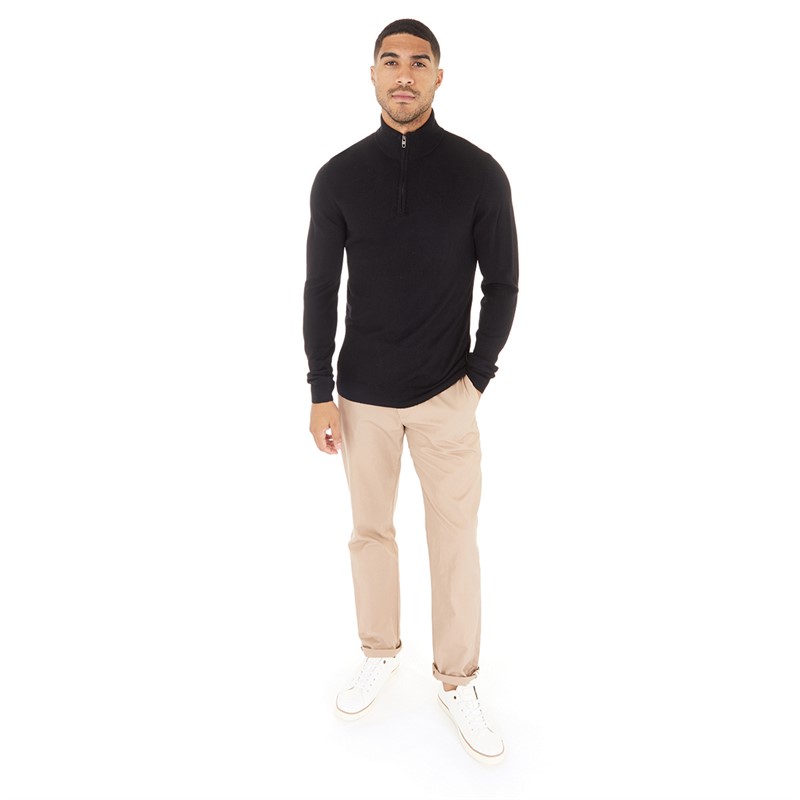 French Connection Mens Cash 1/4 Zip Jumper Black 3 French Connection Mens Cash 1/4 Zip Jumper Black