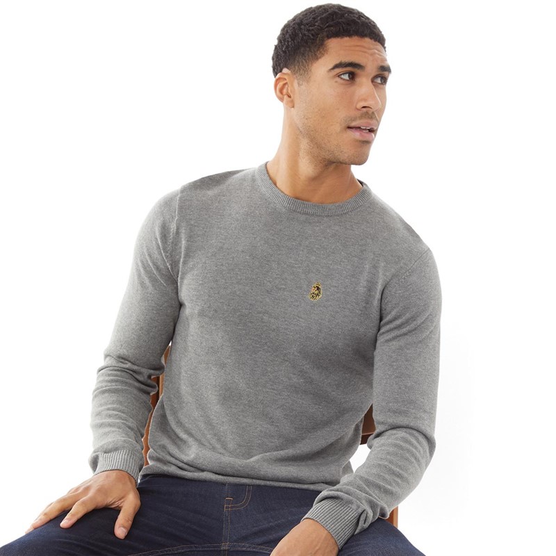 Mens Gerard 3 Crew Neck Knitted Jumper Mid Grey B 1 Mens Gerard 3 Crew Neck Knitted Jumper Mid Grey B