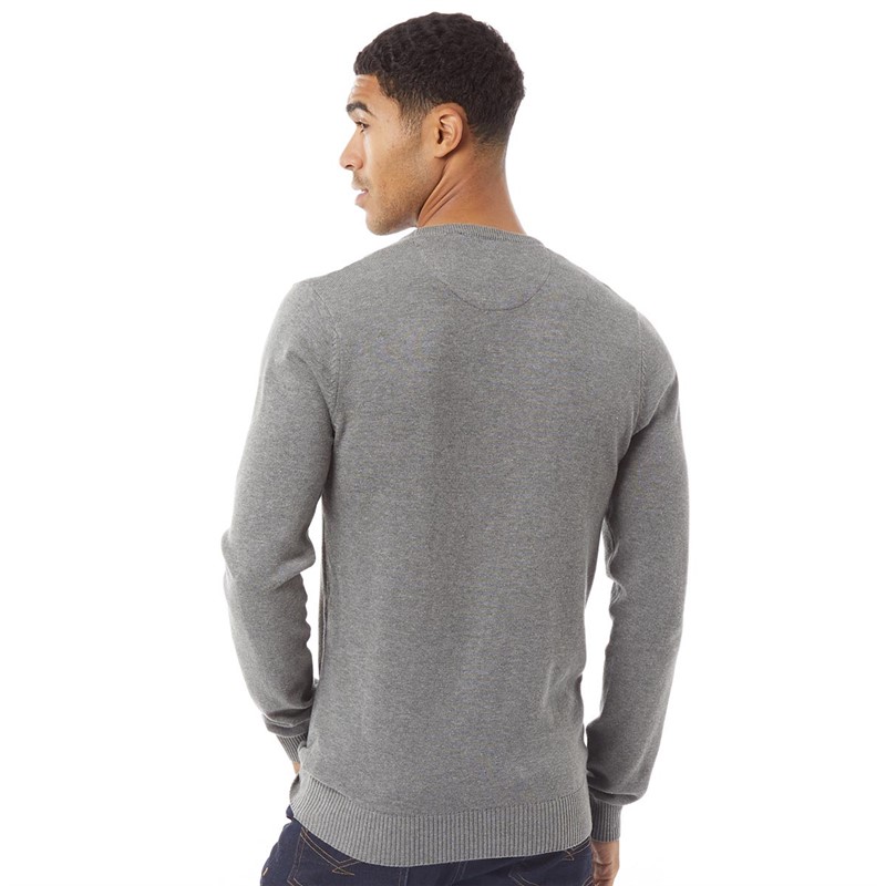 Mens Gerard 3 Crew Neck Knitted Jumper Mid Grey B 2 Mens Gerard 3 Crew Neck Knitted Jumper Mid Grey B