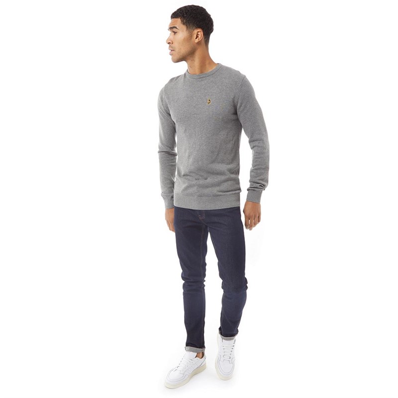 Mens Gerard 3 Crew Neck Knitted Jumper Mid Grey B 3 Mens Gerard 3 Crew Neck Knitted Jumper Mid Grey B