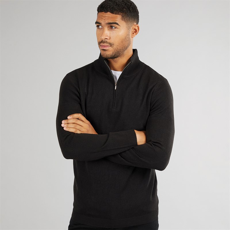 Mens Dagenham 1/4 Zip Jumper Black 1 Mens Dagenham 1/4 Zip Jumper Black