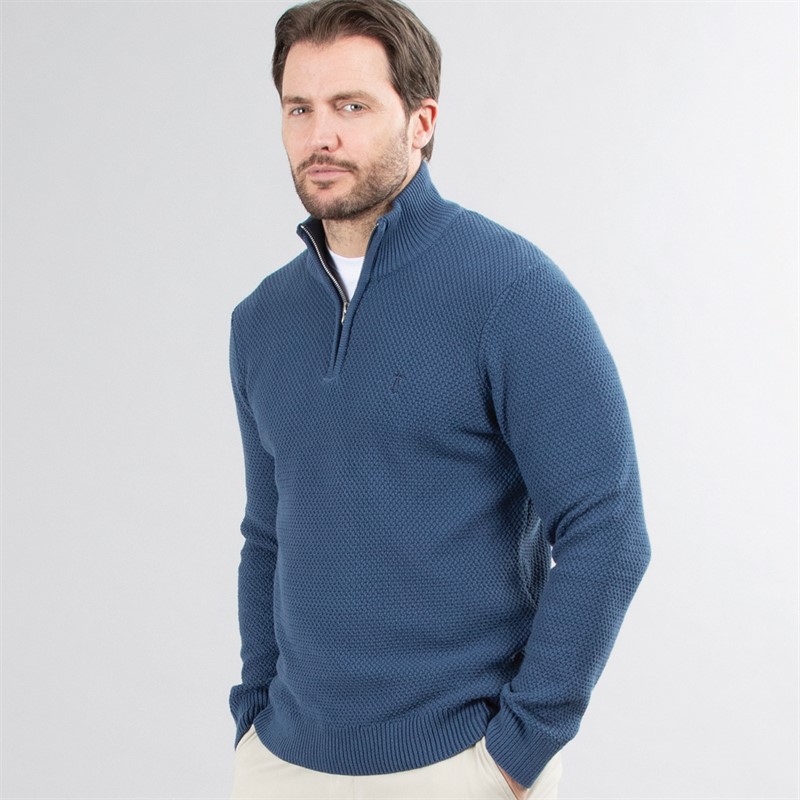Mens Ashgrove 1/4 Zip Jumper Denim Blue