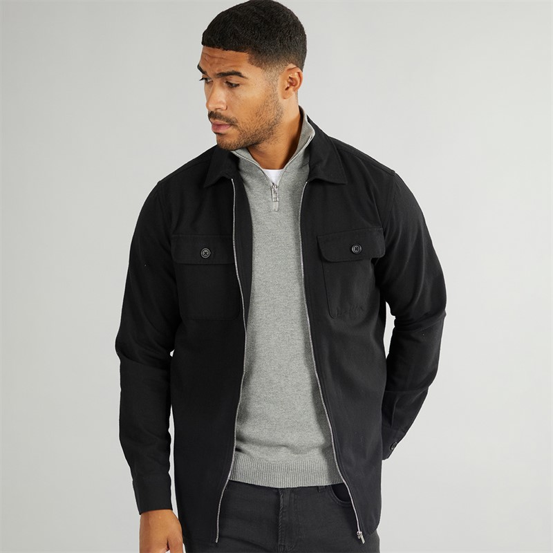 Mens Mikkel Shirt Jacket Black Houndstooth