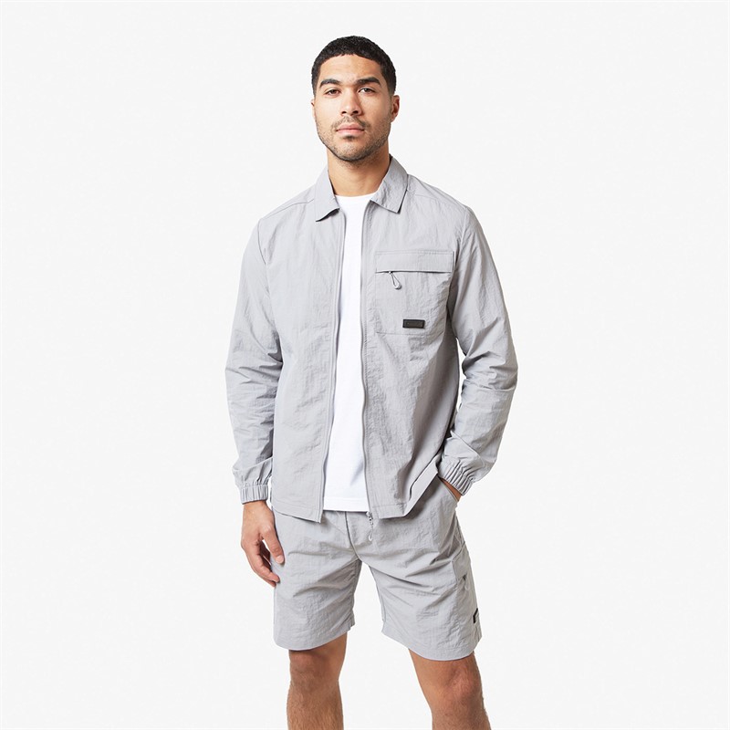 Mens Crinkle Nylon Tech Overshirt Frost Grey