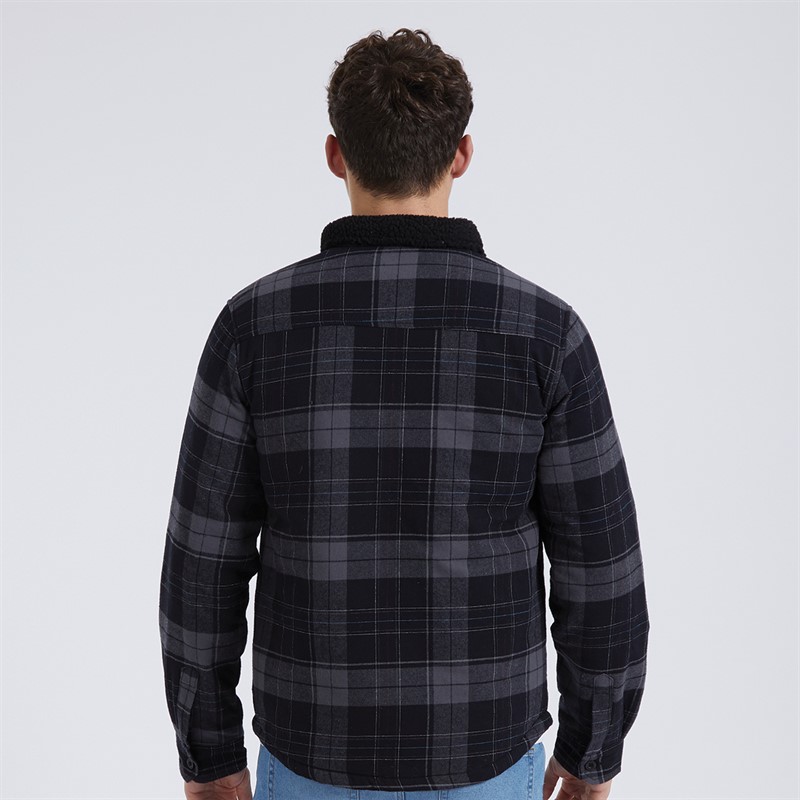Mens Tavarell Long Sleeve Padded Shirt Black/Dark Grey/Red/Blue Check 2 Mens Tavarell Long Sleeve Padded Shirt Black/Dark Grey/Red/Blue Check