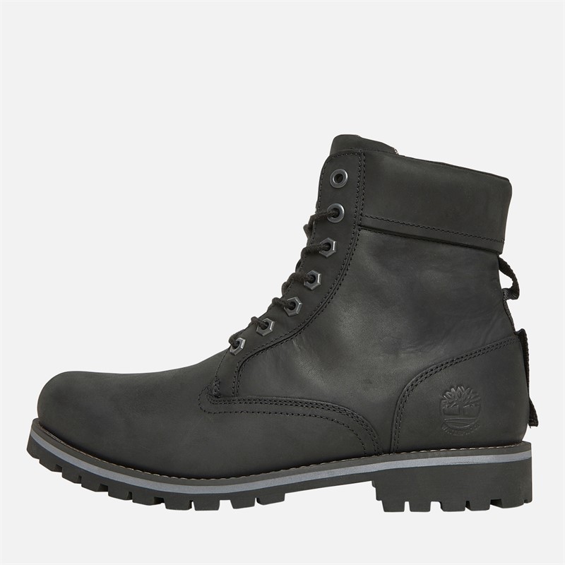 Mens Rugged Mid Lace Up Waterproof Boots Jet Black