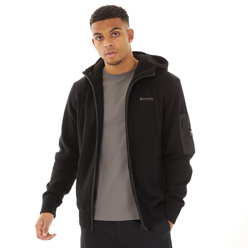 Mens Avett Knitted Hoodie Black