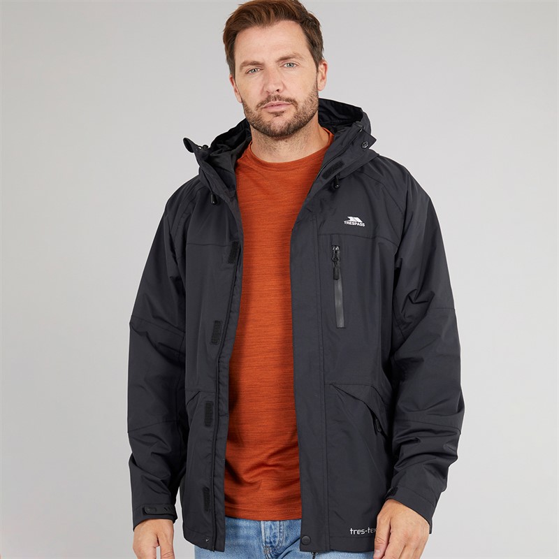 Mens Corvo Hooded Waterproof Shell Jacket Black