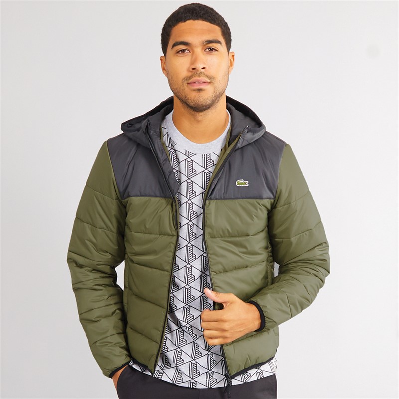 Mens Quilted Puffer Jacket Khaki/Black