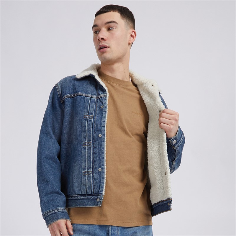 Mens Sherpa Trucker Jacket Fall Break Sherpa Trucker