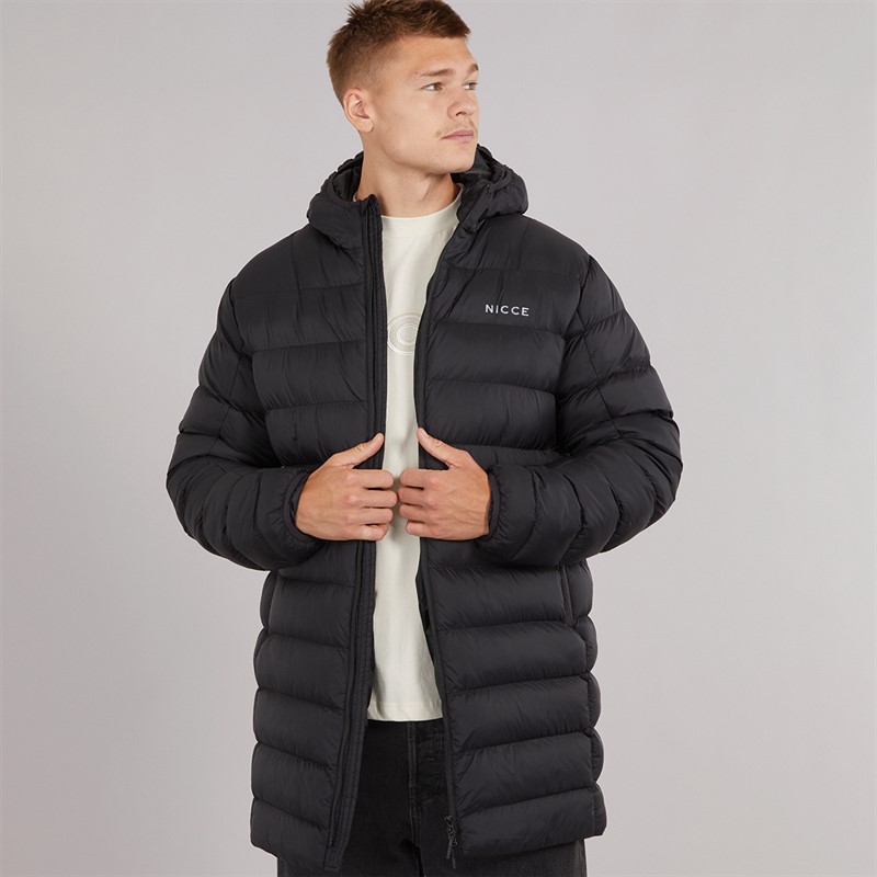 Mens Rodders Longline Puffer Jacket Black