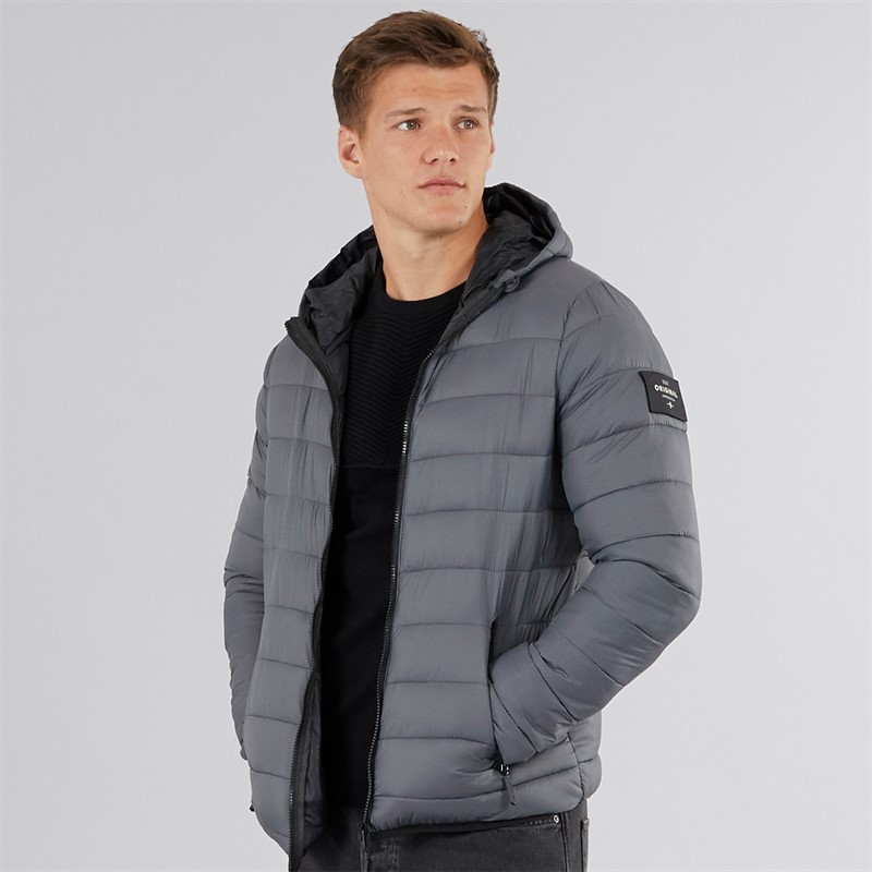Mens Gattering Puffer Jacket Charcoal