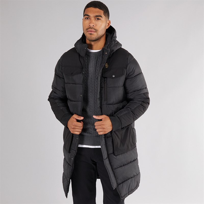 Mens Dreward Long Line Hooded Jacket Black